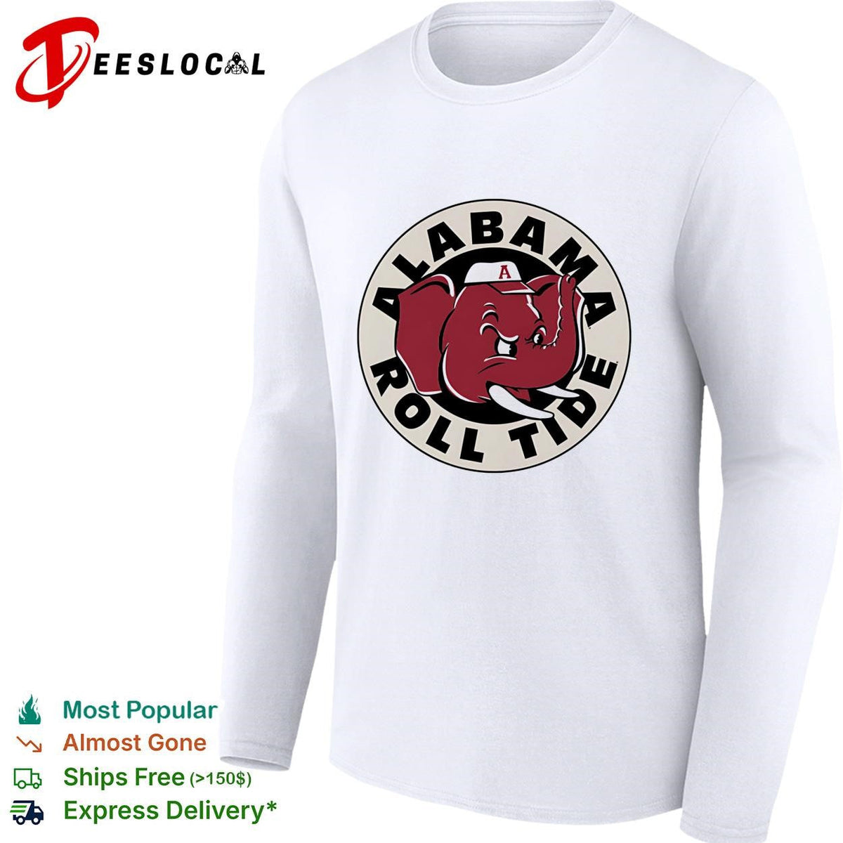 Alabama Roll Tide Big Al elephant mascot circle vintage logo shirt Unisex