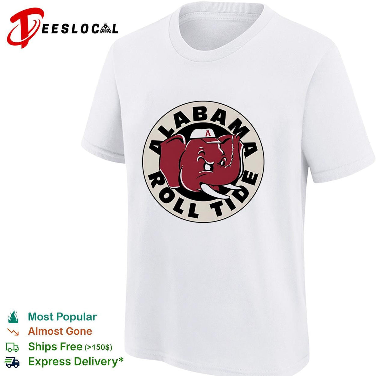 Alabama Roll Tide Big Al elephant mascot circle vintage logo shirt Unisex