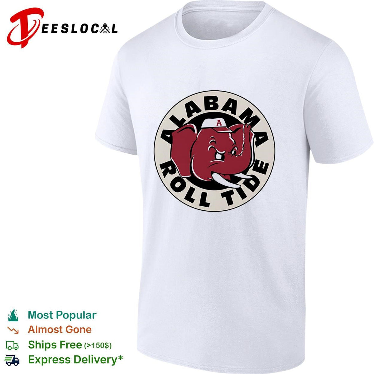 Alabama Roll Tide Big Al elephant mascot circle vintage logo shirt Unisex
