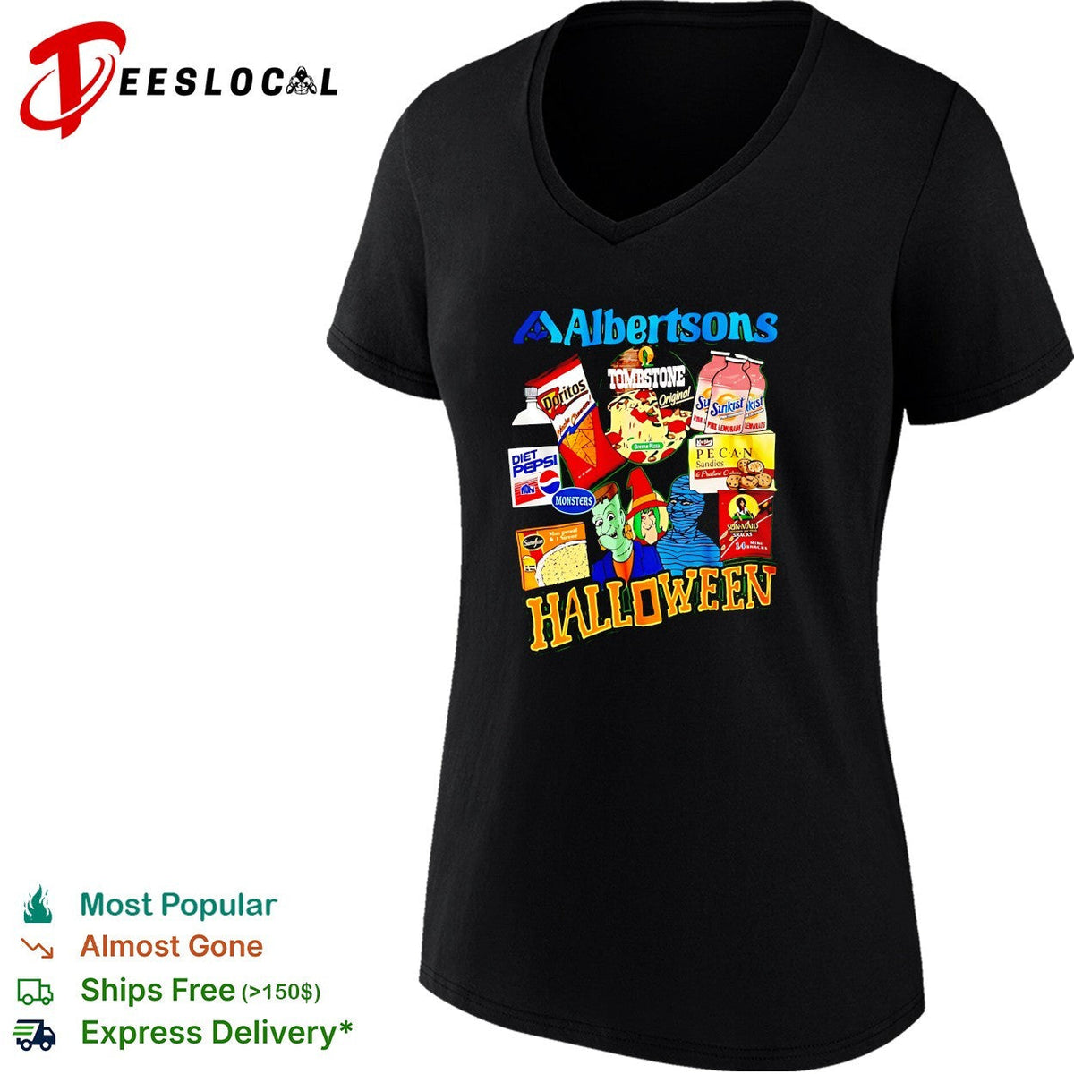 Albertsons Halloween treats candy monsters retro design shirt Unisex