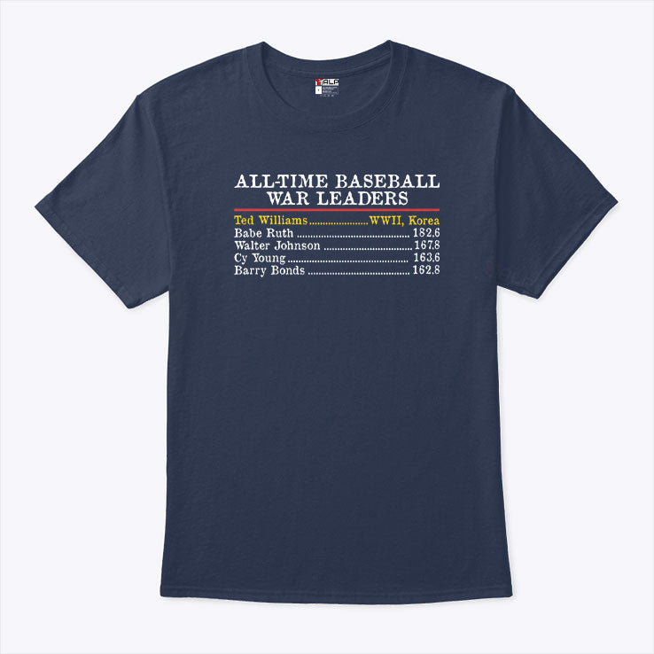 All-Time Baseball War Leaders Ted Williams T Shirt Unisex