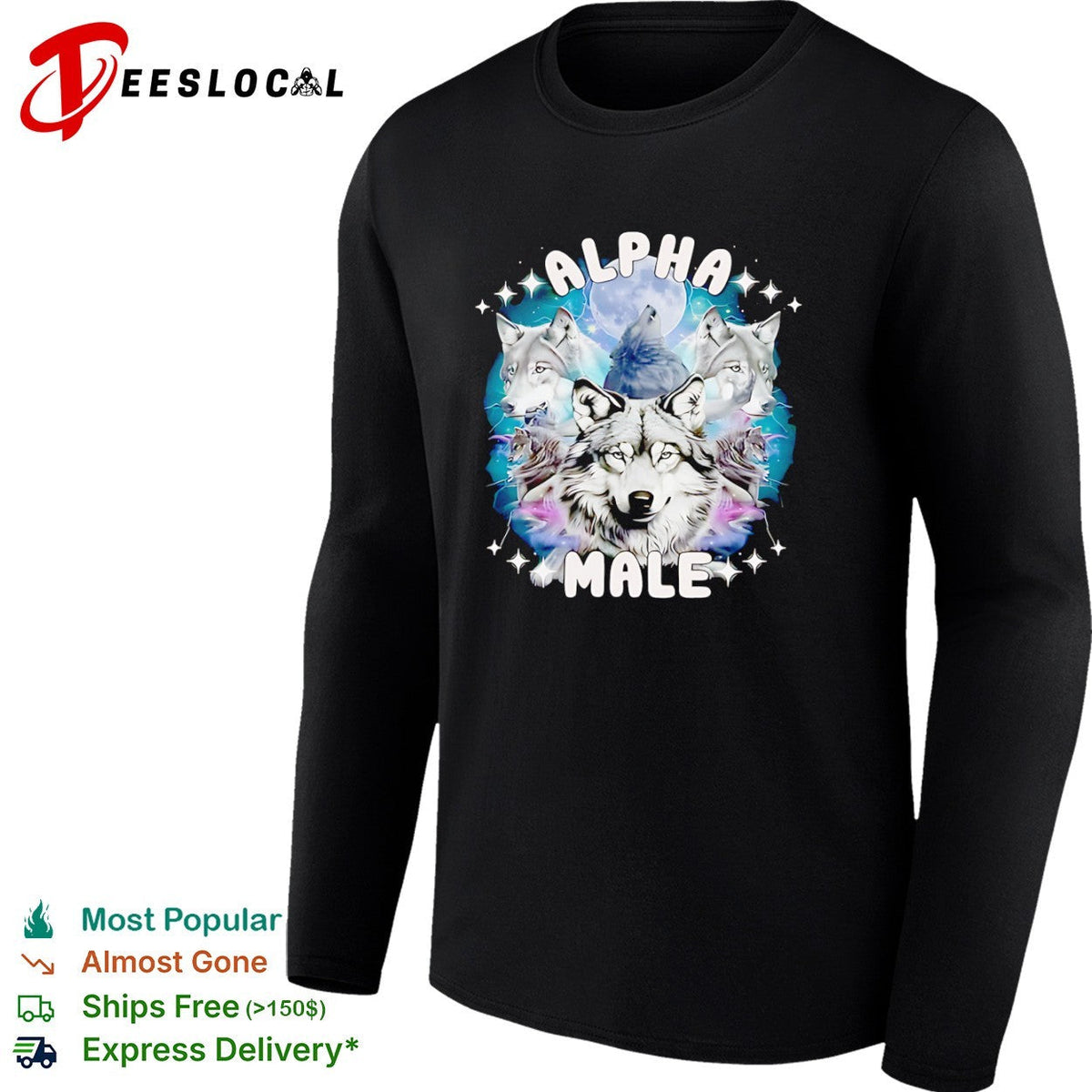 Alpha Male Wolf Moon Celestial Howling Pack shirt Unisex