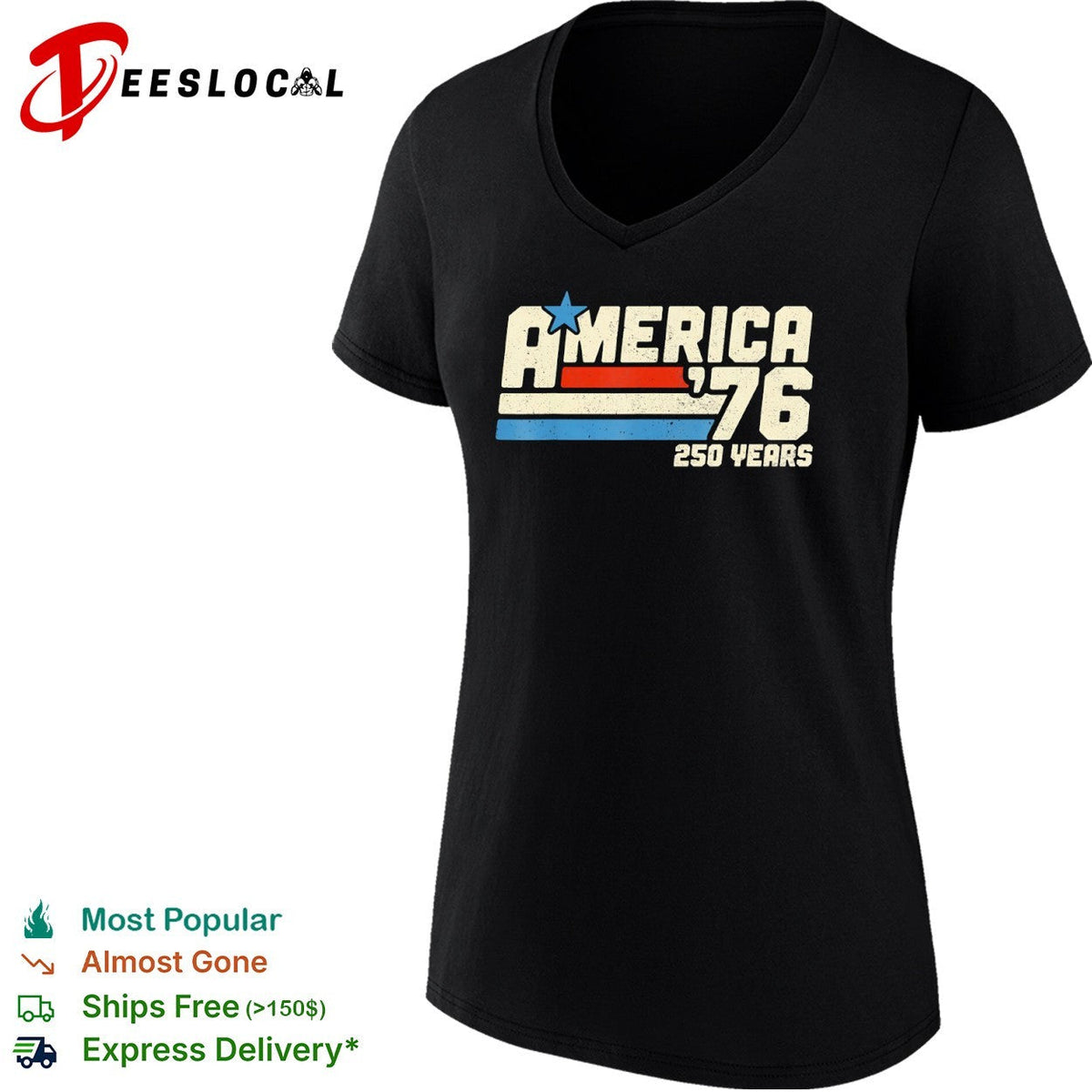 America 1976 250 years patriotic flag stripes and star shirt Unisex