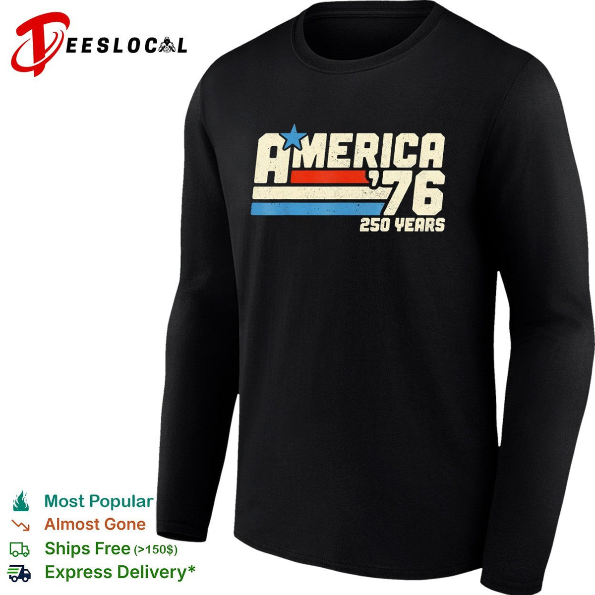 America 1976 250 years patriotic flag stripes and star shirt Unisex