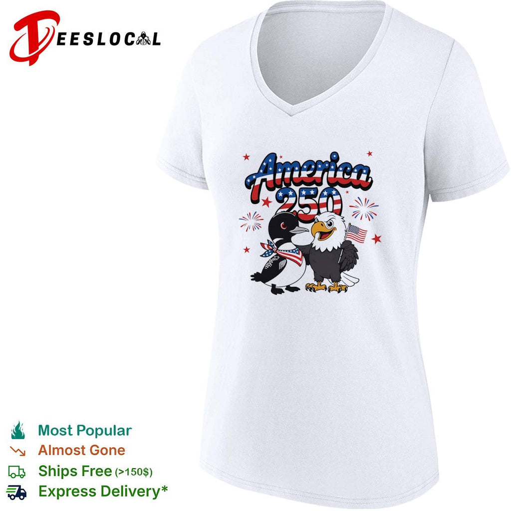 America 250 Loon and Bald Eagle with American Flag Patriotic Fourth of July shirt Unisex
