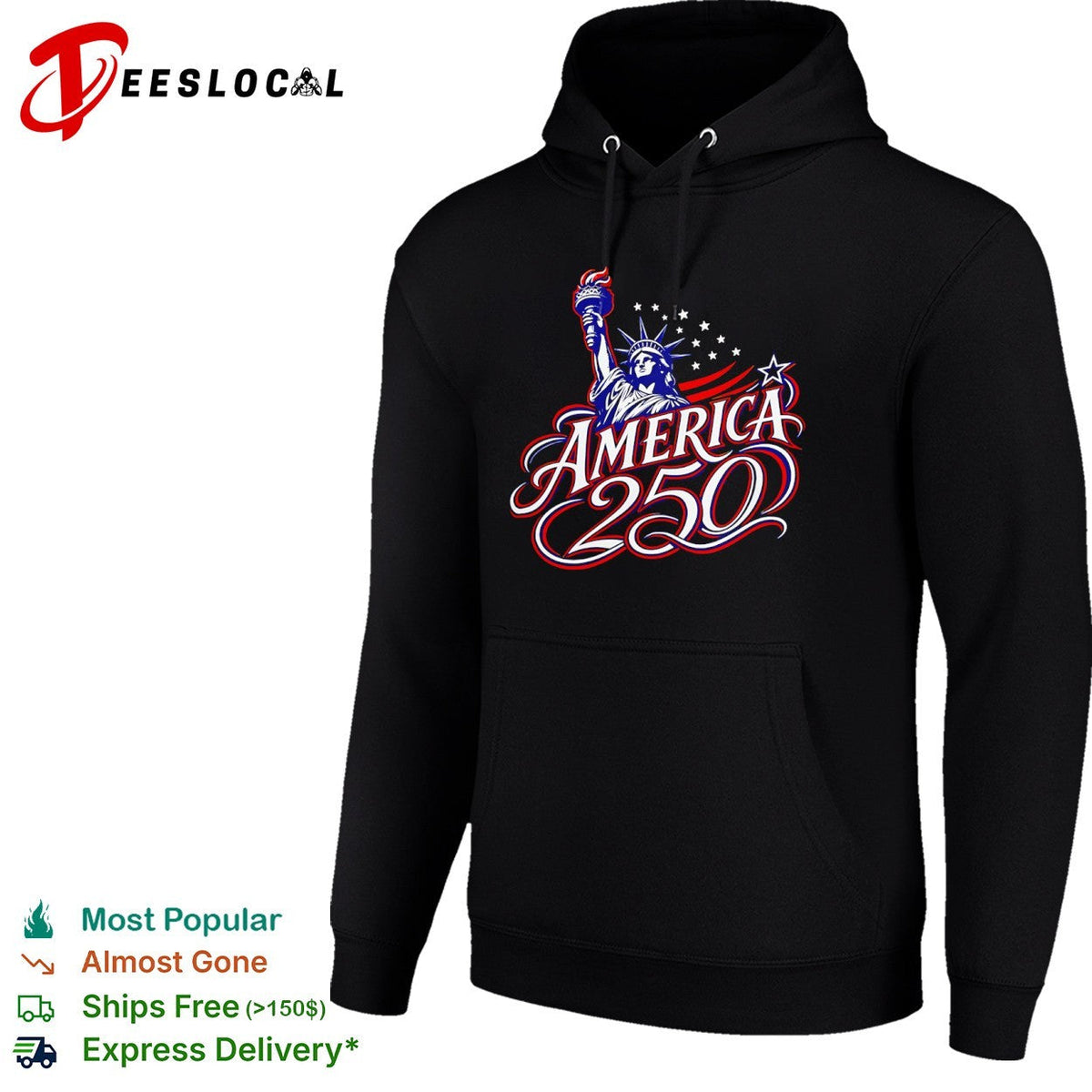 America 250 Statue of Liberty Torch Stars Stripes Red White and Blue Patriot shirt Unisex