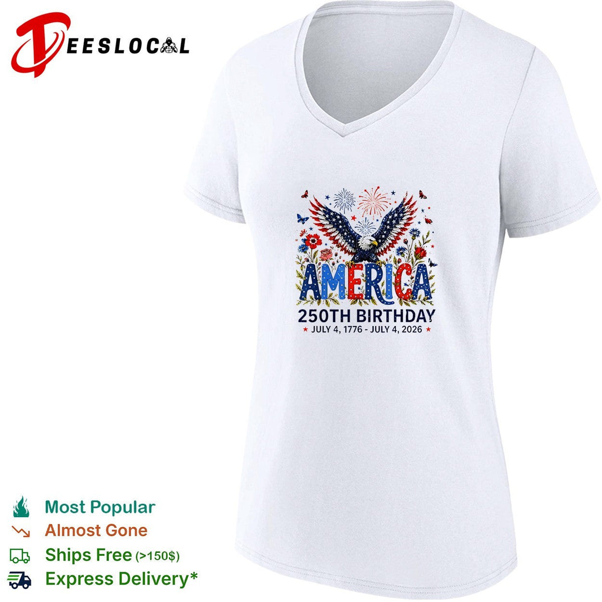 America 250th birthday July 4 1776 to 2026 eagle floral patriotic shirt Unisex