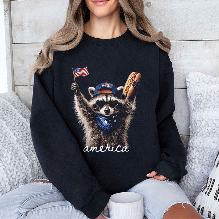 America Raccoon Hot Dog 4th Of July T Shirt Unisex