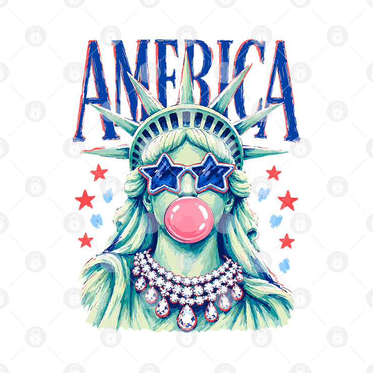America Statue Of Liberty Blowing Bubble Gum 4th Of July Shirt Unisex