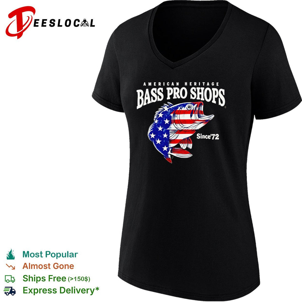 American Heritage Bass Pro Shops Since 72 patriotic fish design fishing lover shirt Unisex