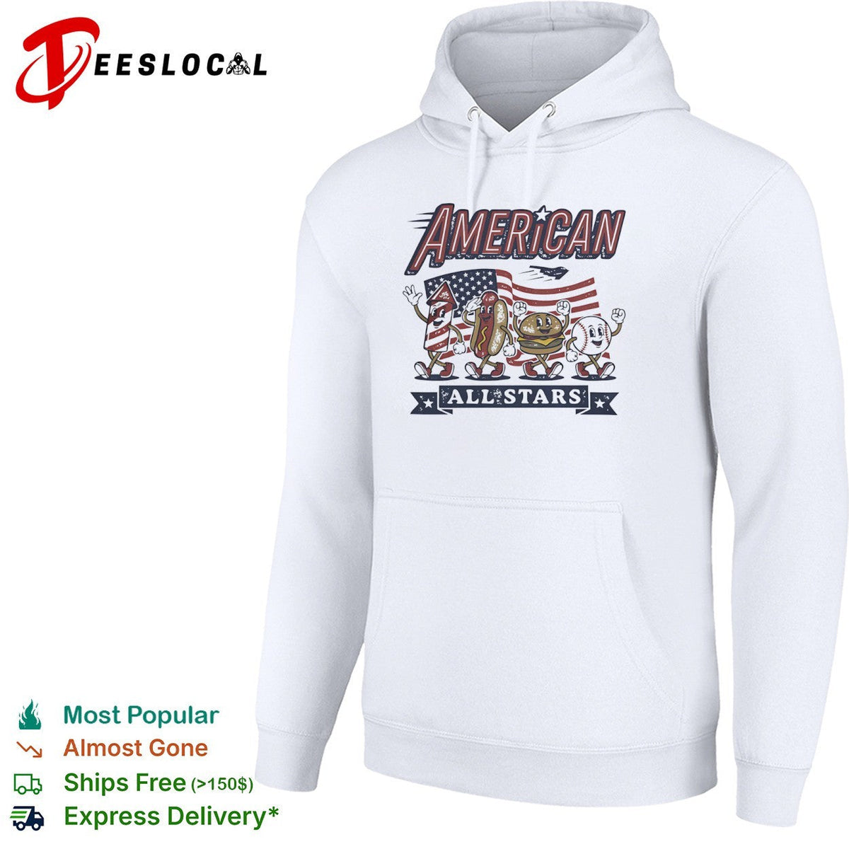 American all stars patriotic hot dog hamburger baseball firework flight shirt Unisex