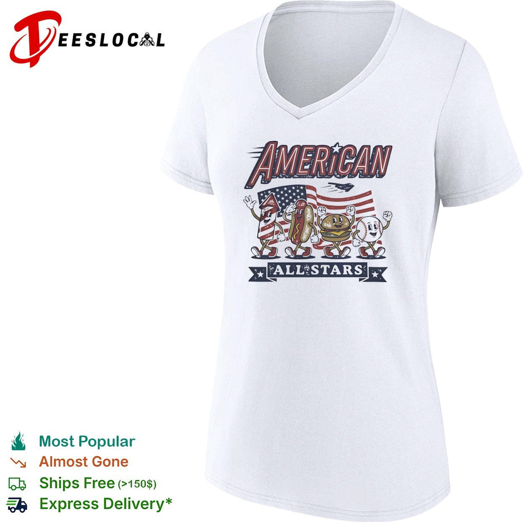 American all stars patriotic hot dog hamburger baseball firework flight shirt Unisex