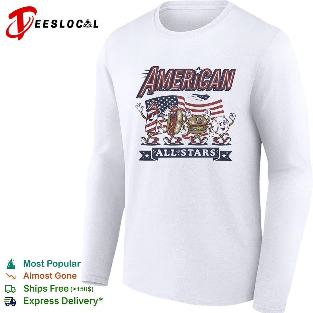American all stars patriotic hot dog hamburger baseball firework flight shirt Unisex