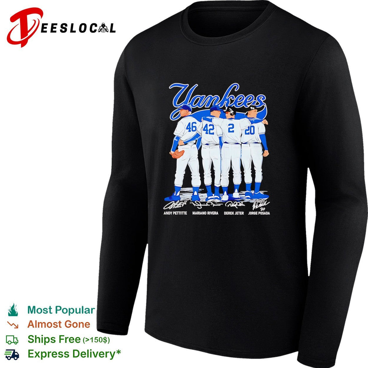 Andy Pettitte Mariano Rivera Derek Jeter Jorge Posada New York Yankees signature shirt Unisex