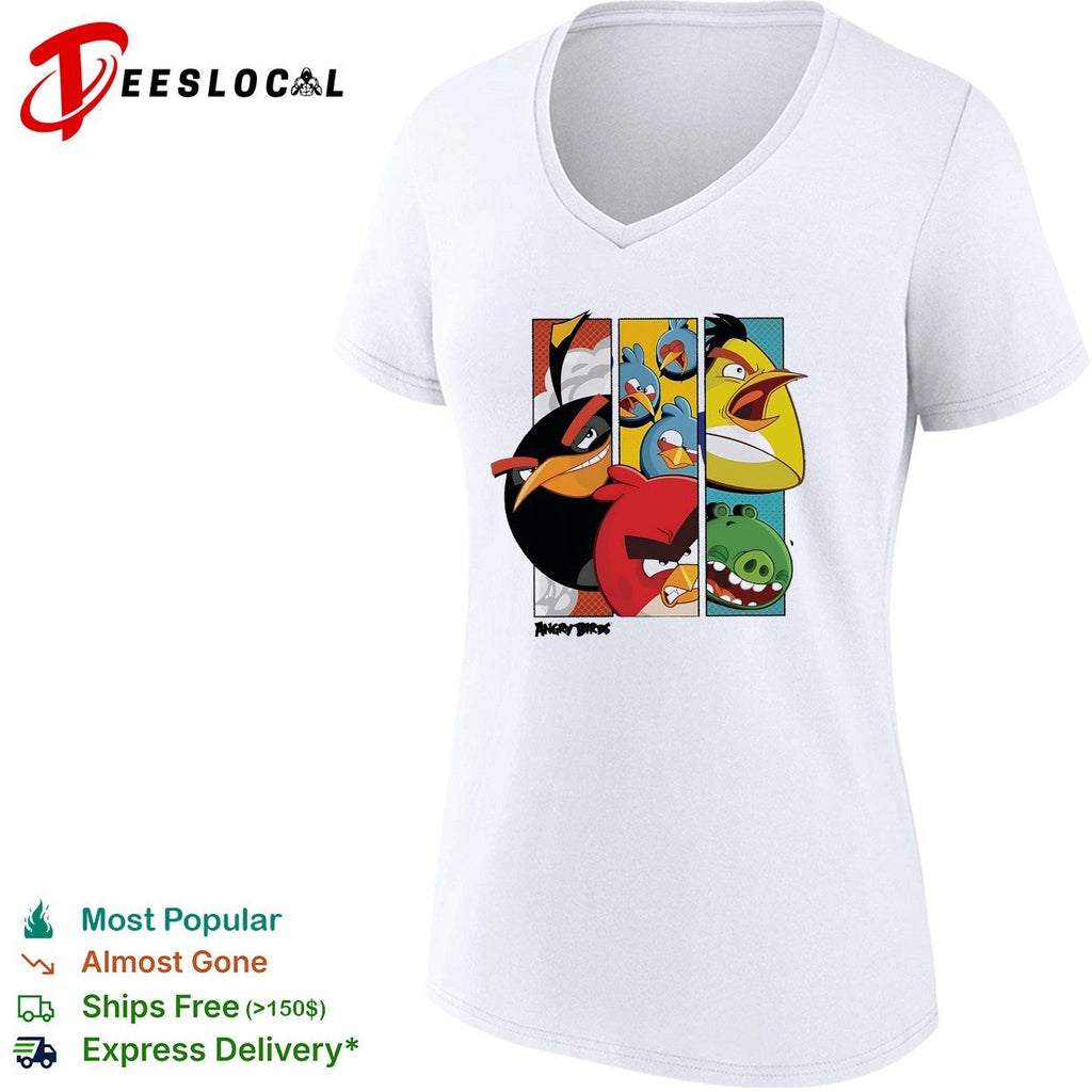 Angry Birds comic panel collage multiple birds and pig illustration graphic shirt Unisex