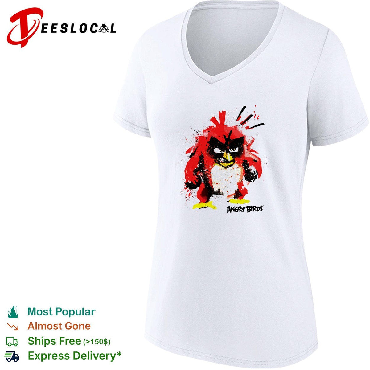 Angry Birds red bird painted splatter style vintage shirt Unisex