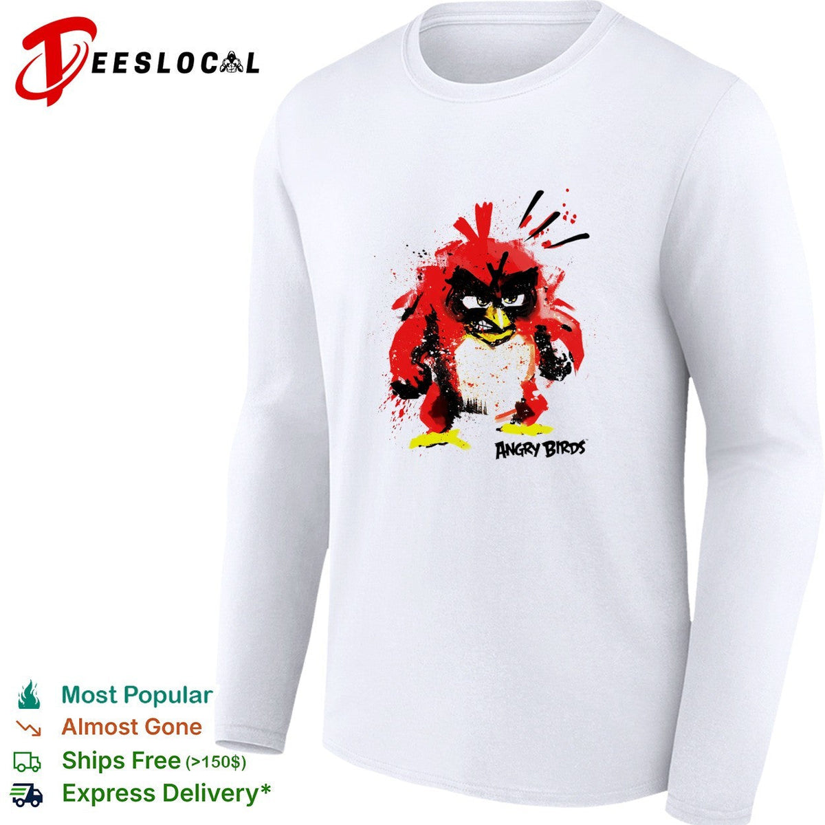 Angry Birds red bird painted splatter style vintage shirt Unisex