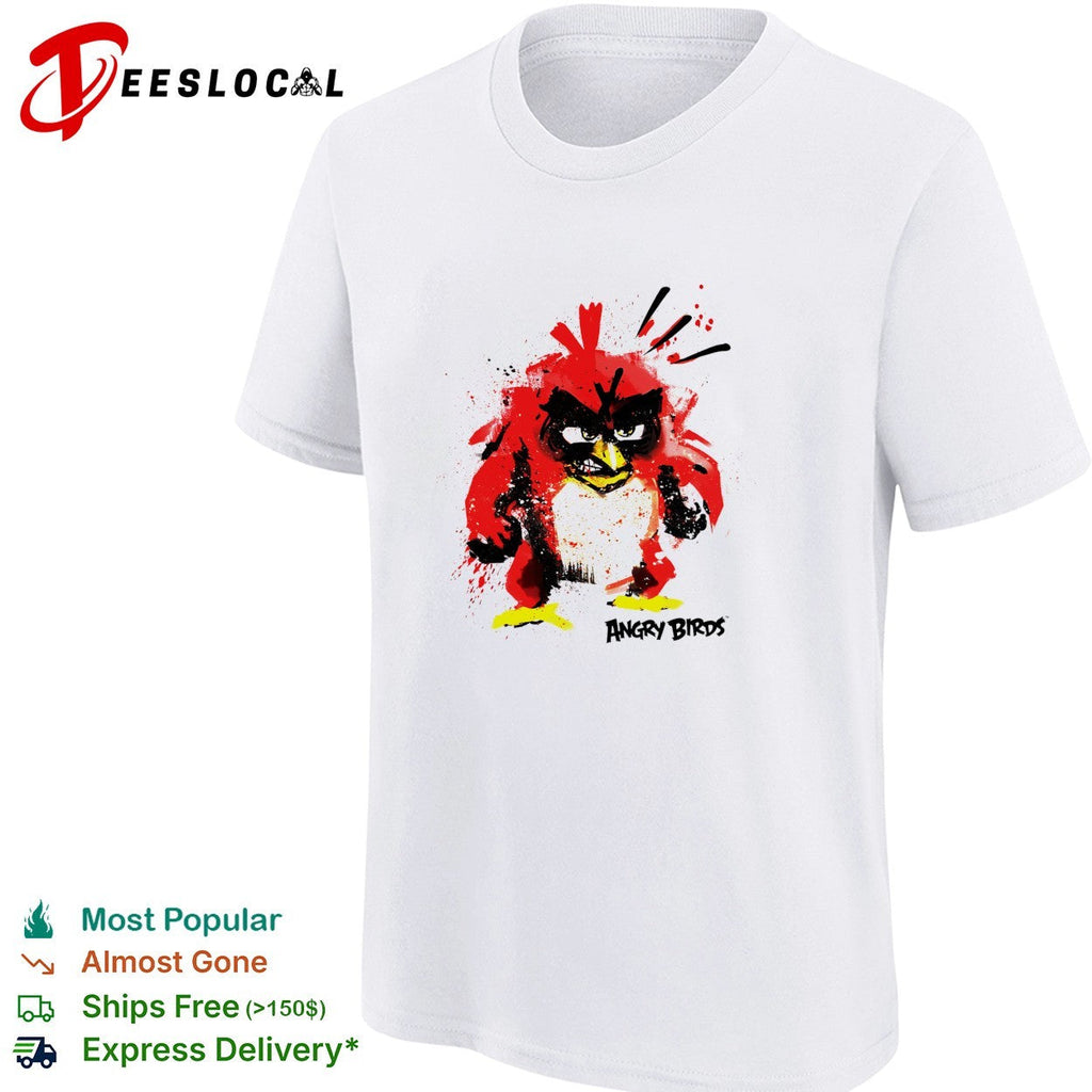 Angry Birds red bird painted splatter style vintage shirt Unisex