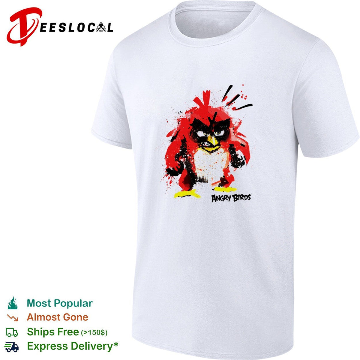 Angry Birds red bird painted splatter style vintage shirt Unisex
