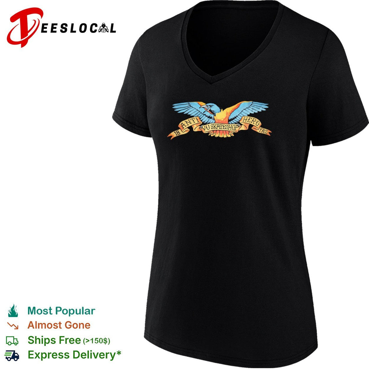 Anti Hero 18 Yrs Vu Skateshop Eagle Logo shirt Unisex