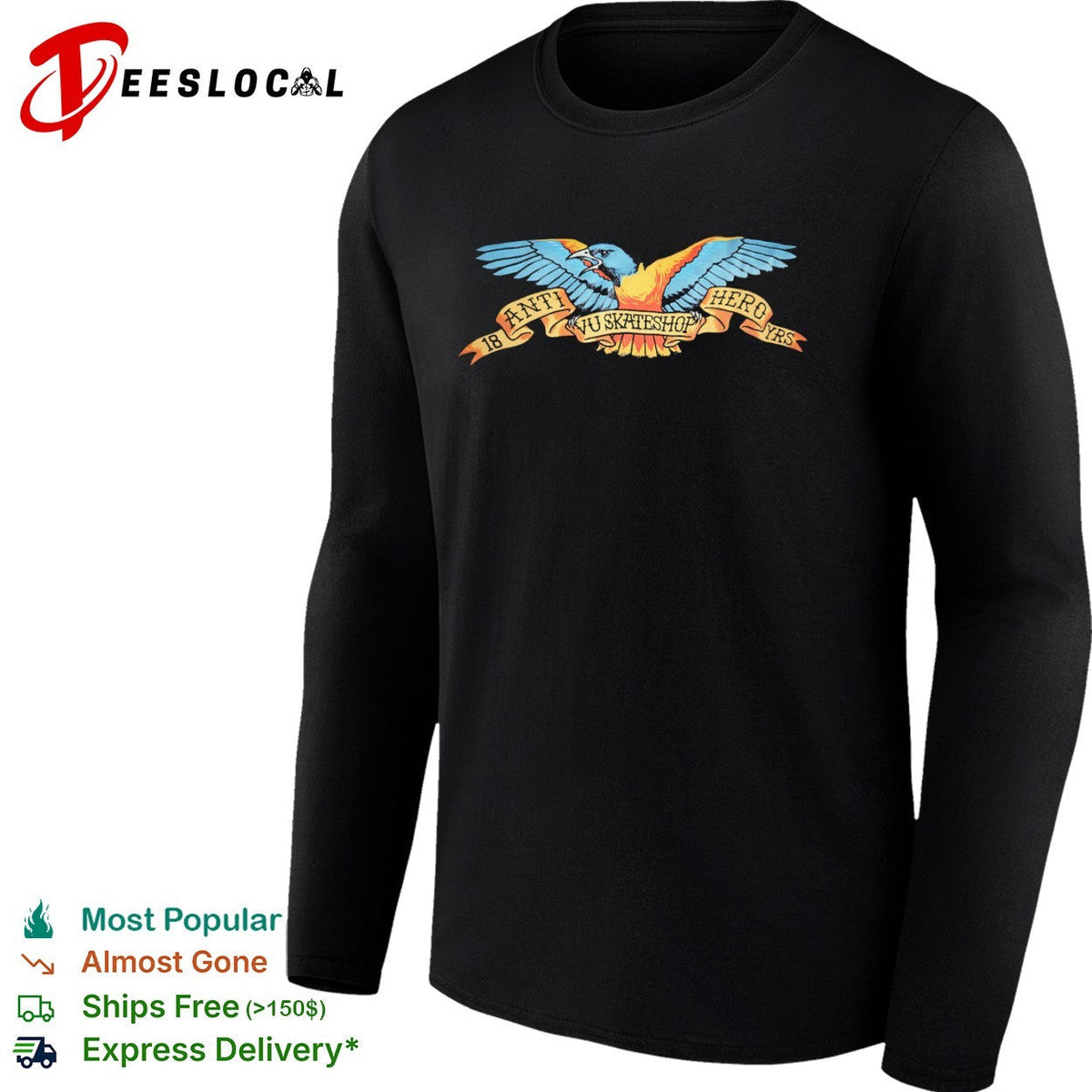 Anti Hero 18 Yrs Vu Skateshop Eagle Logo shirt Unisex