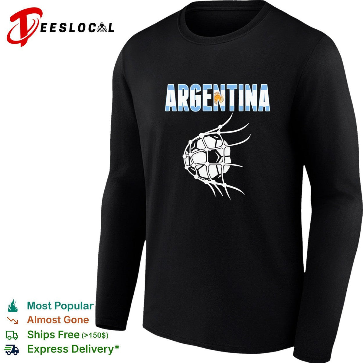 Argentina Soccer Ball in Net World Cup Goal Celebration Fans National Team shirt Unisex