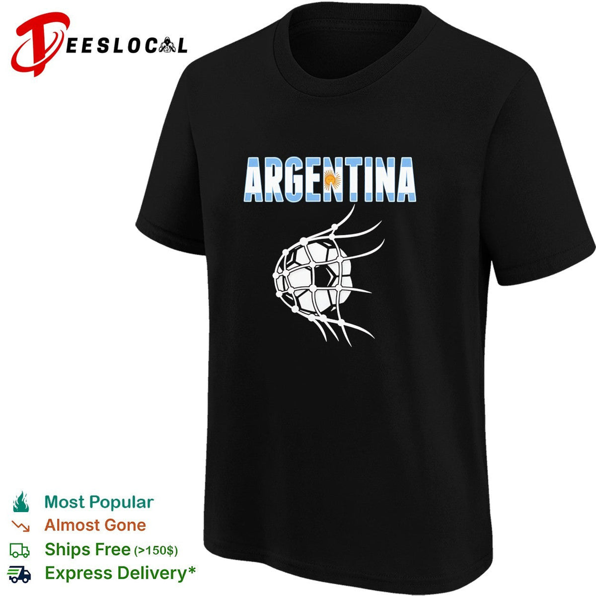 Argentina Soccer Ball in Net World Cup Goal Celebration Fans National Team shirt Unisex
