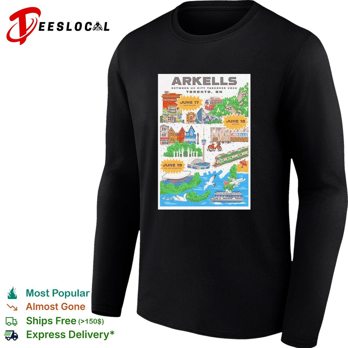 Arkells Between Us City Takeover 2026 Toronto ON June 17 18 19 Lee Palace History shirt Unisex