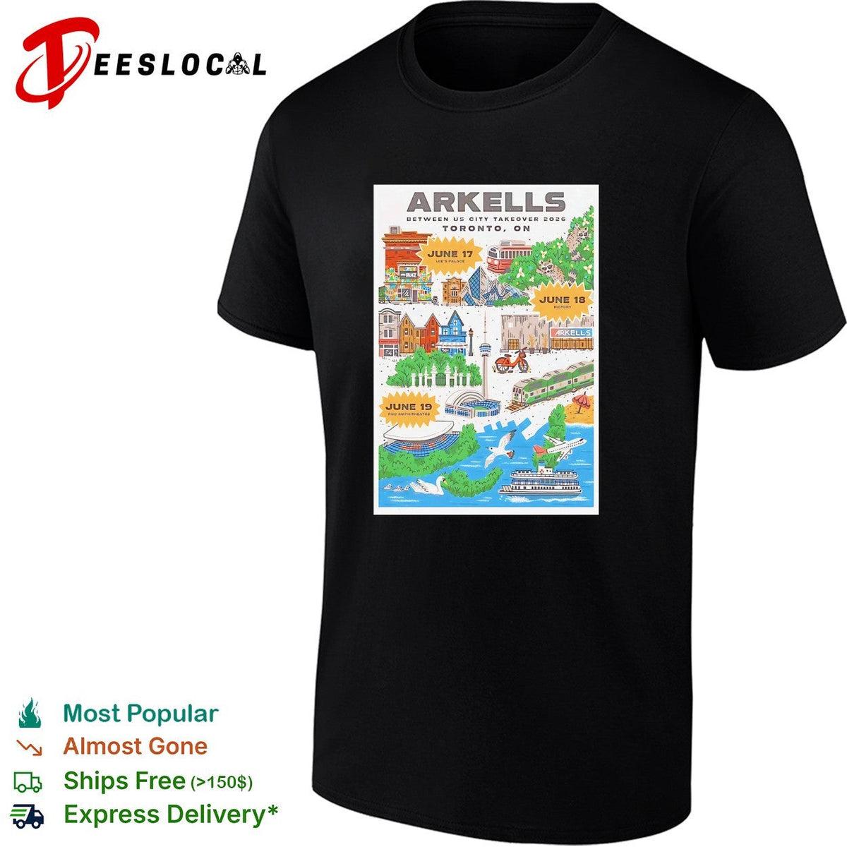 Arkells Between Us City Takeover 2026 Toronto ON June 17 18 19 Lee Palace History shirt Unisex
