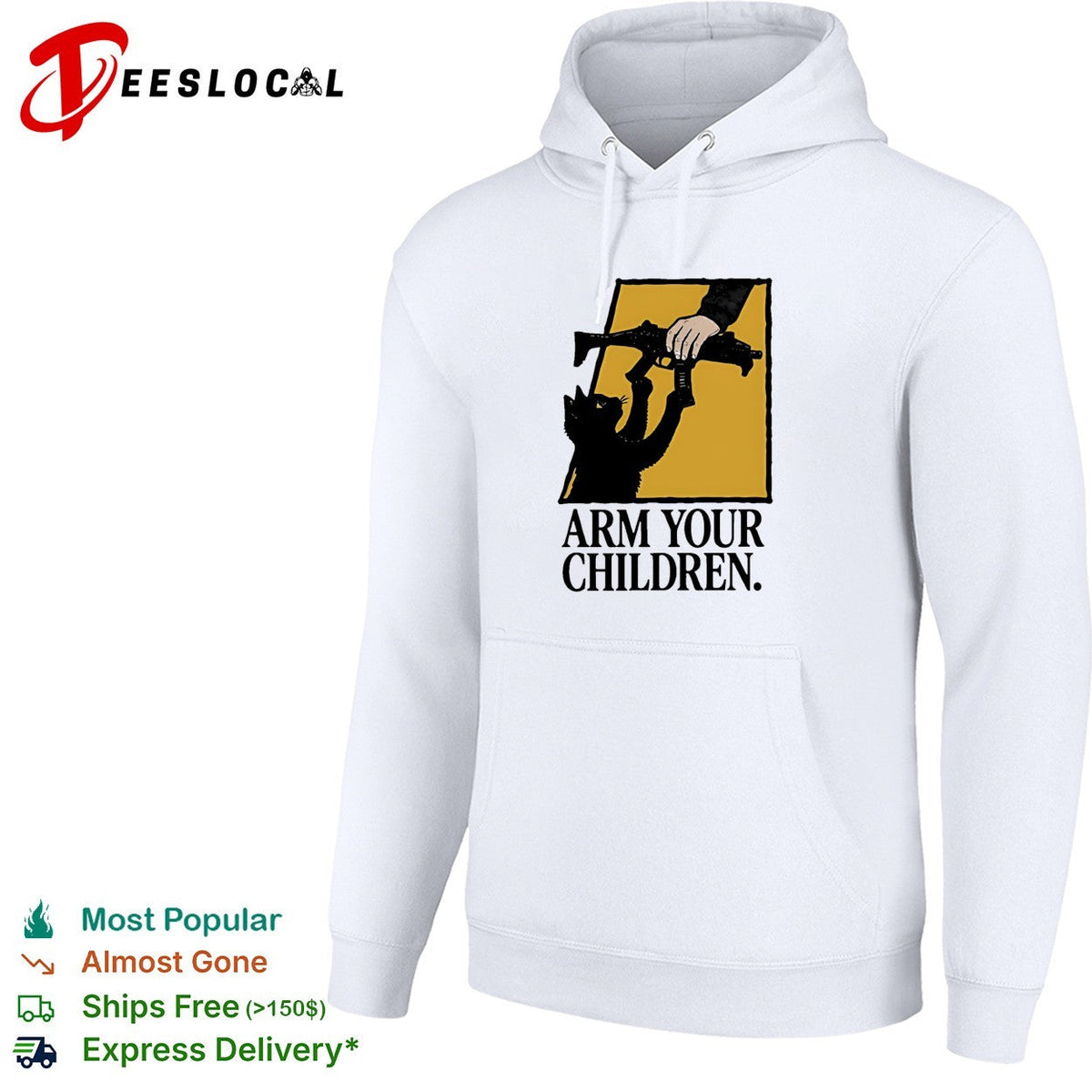 Arm Your Children Black cat claim gun humor shirt Unisex