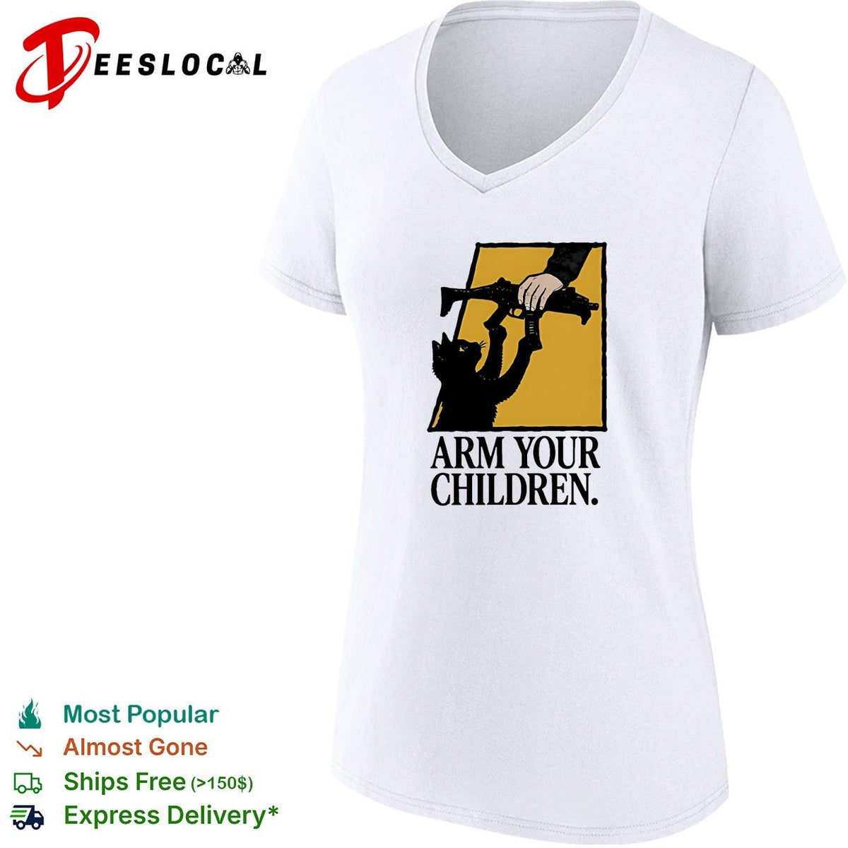Arm Your Children Black cat claim gun humor shirt Unisex