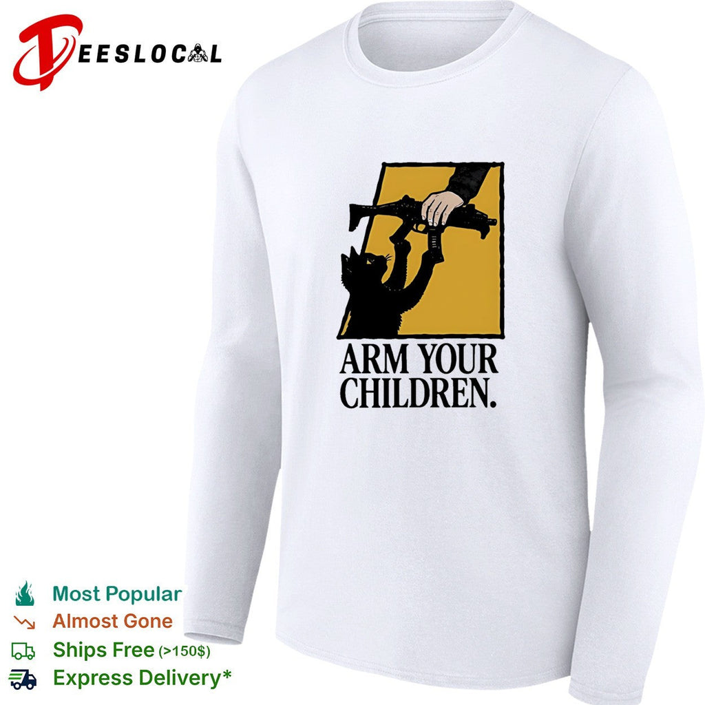 Arm Your Children Black cat claim gun humor shirt Unisex