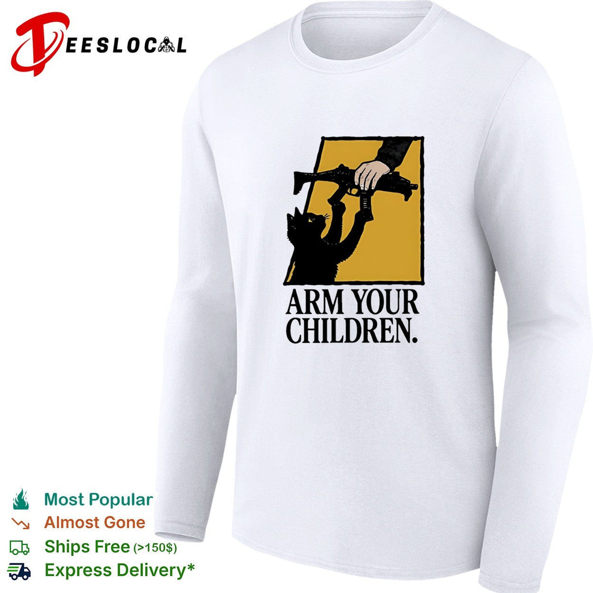 Arm Your Children Black cat claim gun humor shirt Unisex