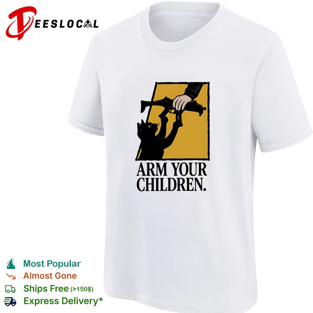 Arm Your Children Black cat claim gun humor shirt Unisex