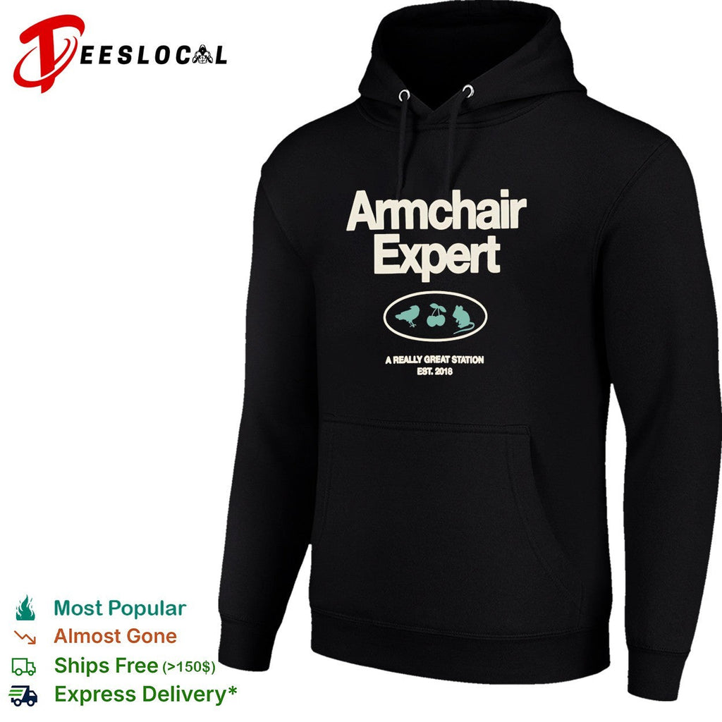 Armchair Expert podcast logo with bird cherry and mouse a really great station shirt Unisex