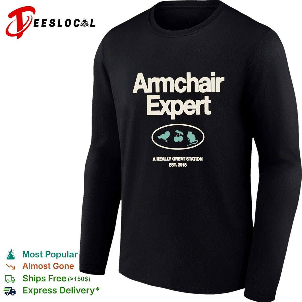Armchair Expert podcast logo with bird cherry and mouse a really great station shirt Unisex