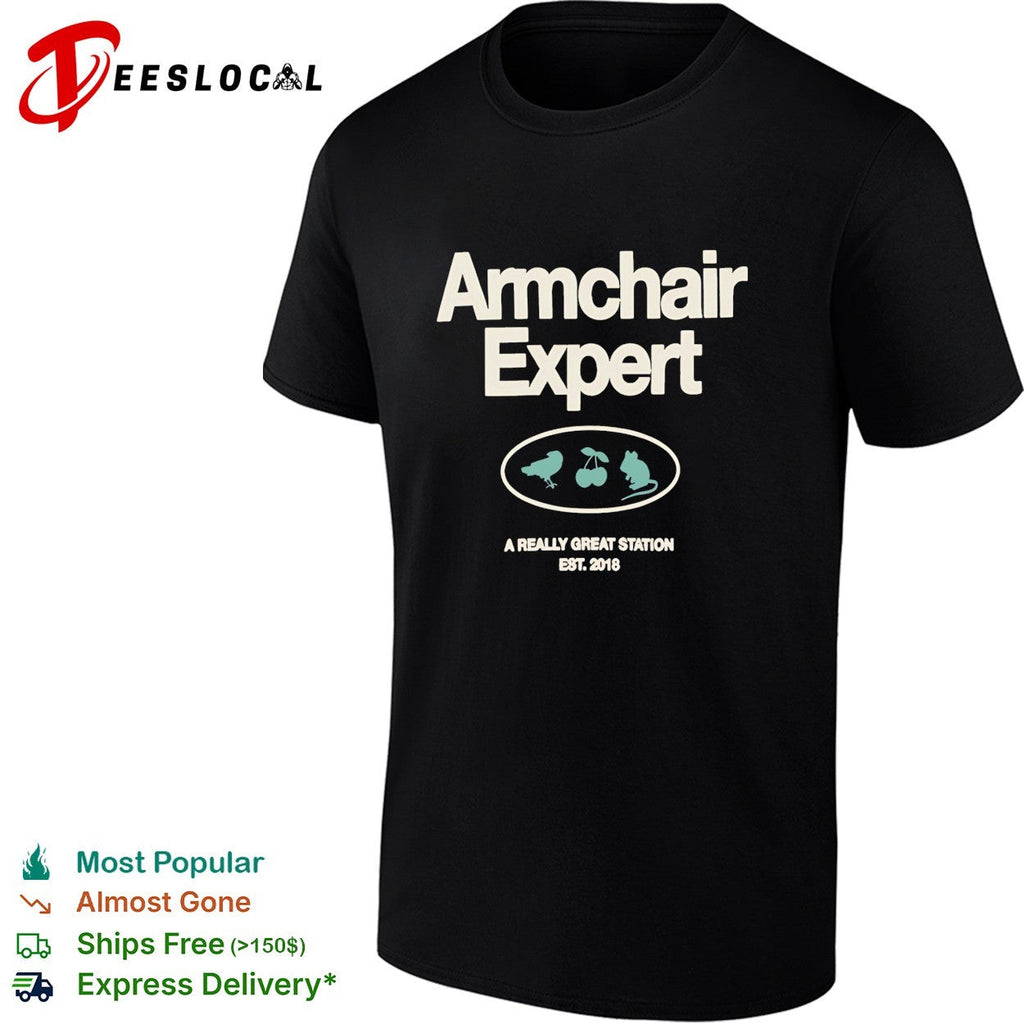 Armchair Expert podcast logo with bird cherry and mouse a really great station shirt Unisex