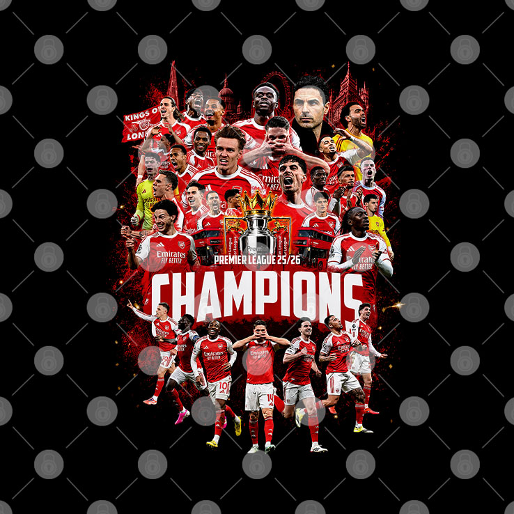 Arsenal FC Premier League Champions 2025-26 T Shirt Unisex