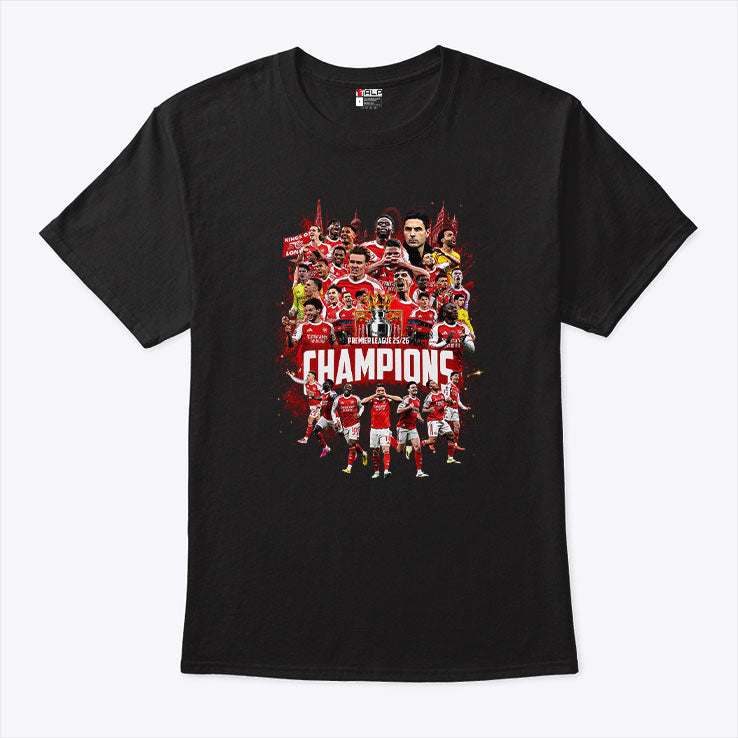 Arsenal FC Premier League Champions 2025-26 T Shirt Unisex