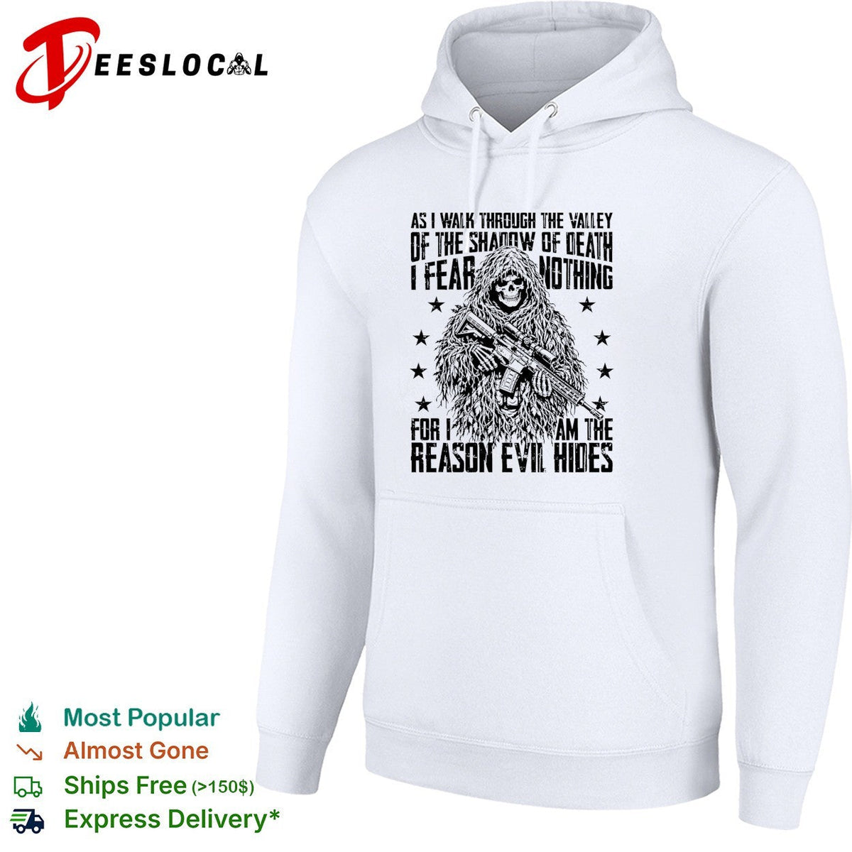 As I walk through the valley of the shadow of death soldier skull shirt Unisex