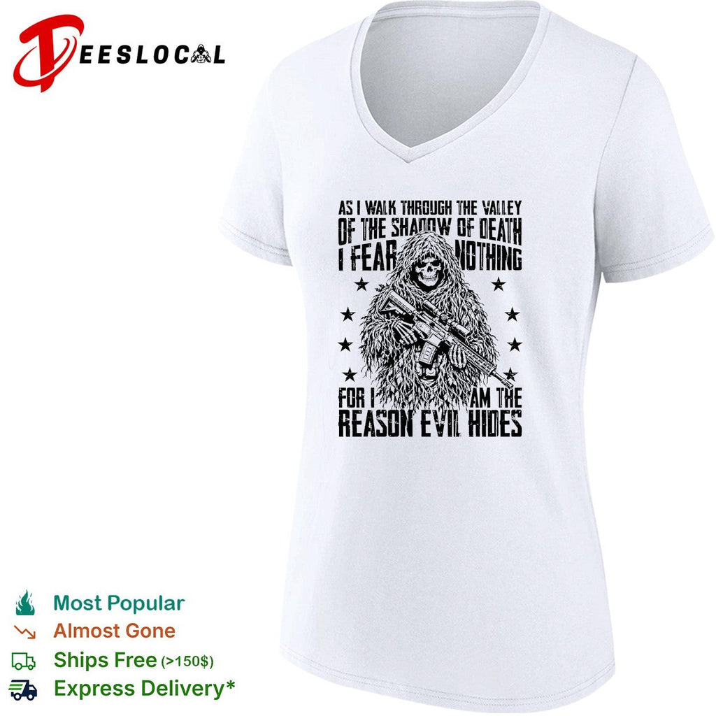 As I walk through the valley of the shadow of death soldier skull shirt Unisex