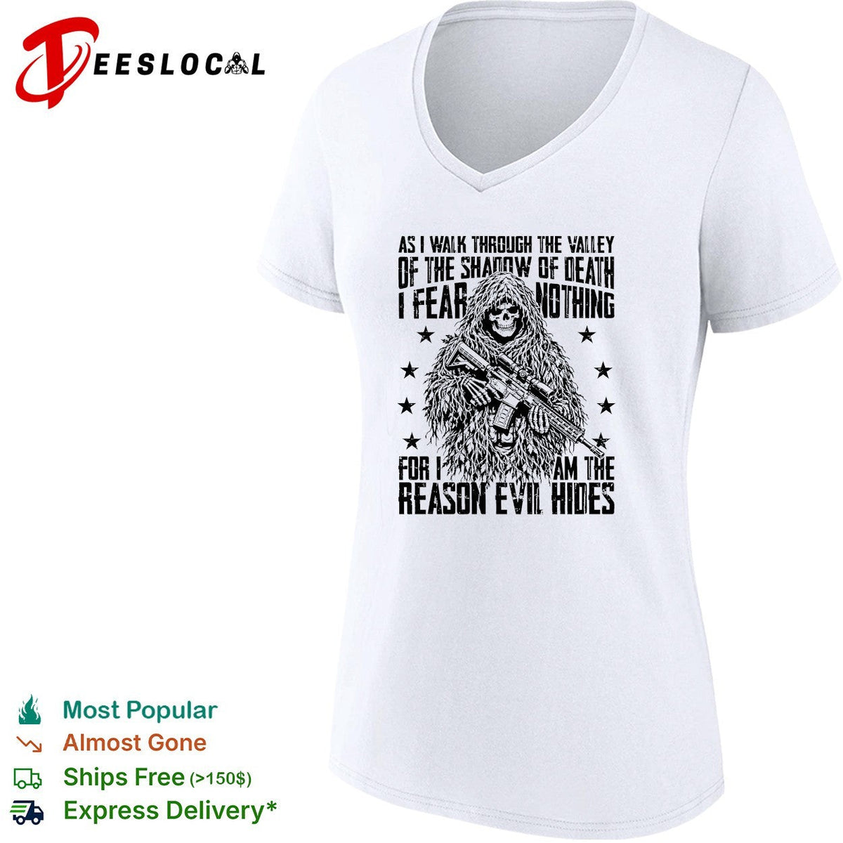 As I walk through the valley of the shadow of death soldier skull shirt Unisex