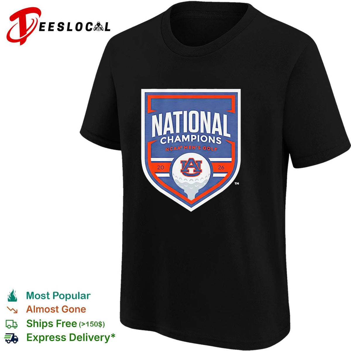 Auburn Tigers men’s NCAA Golf National Champions 2026 championship graphic shirt Unisex