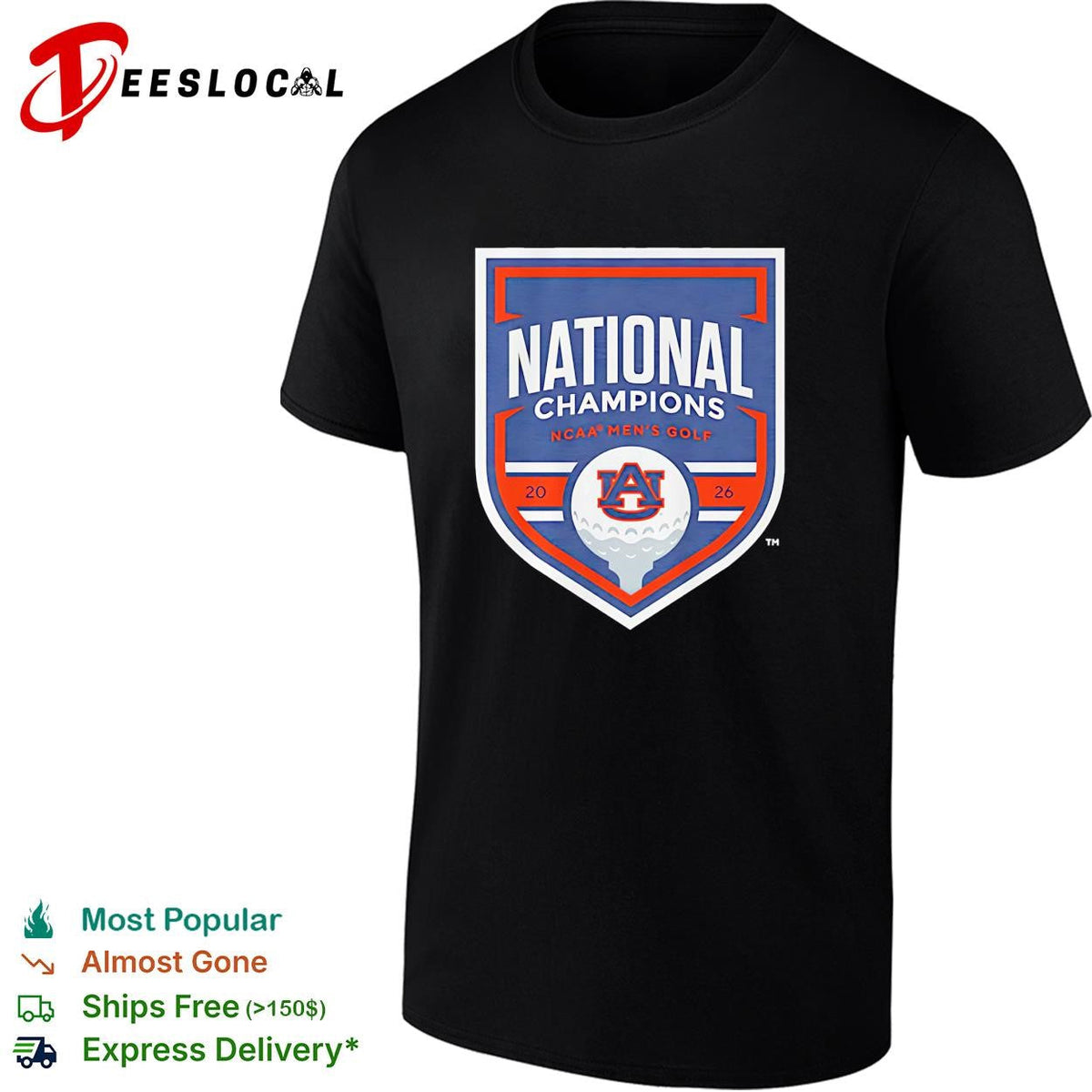 Auburn Tigers men’s NCAA Golf National Champions 2026 championship graphic shirt Unisex