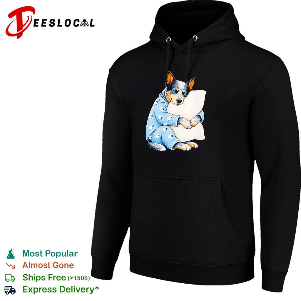 Australian Cattle Dog Sleeping in Sheep Pajamas Hugging a White Pillow shirt Unisex
