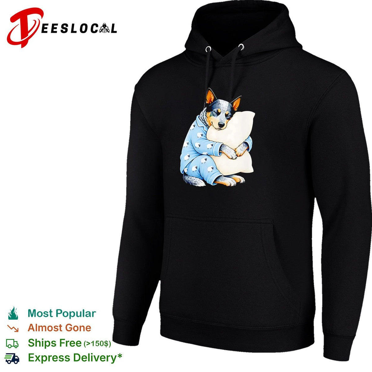 Australian Cattle Dog Sleeping in Sheep Pajamas Hugging a White Pillow shirt Unisex