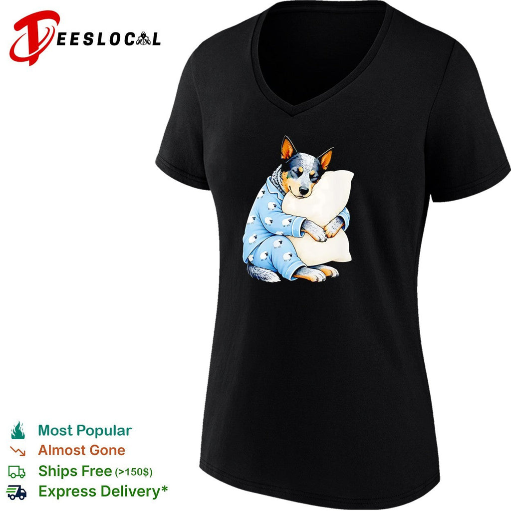 Australian Cattle Dog Sleeping in Sheep Pajamas Hugging a White Pillow shirt Unisex