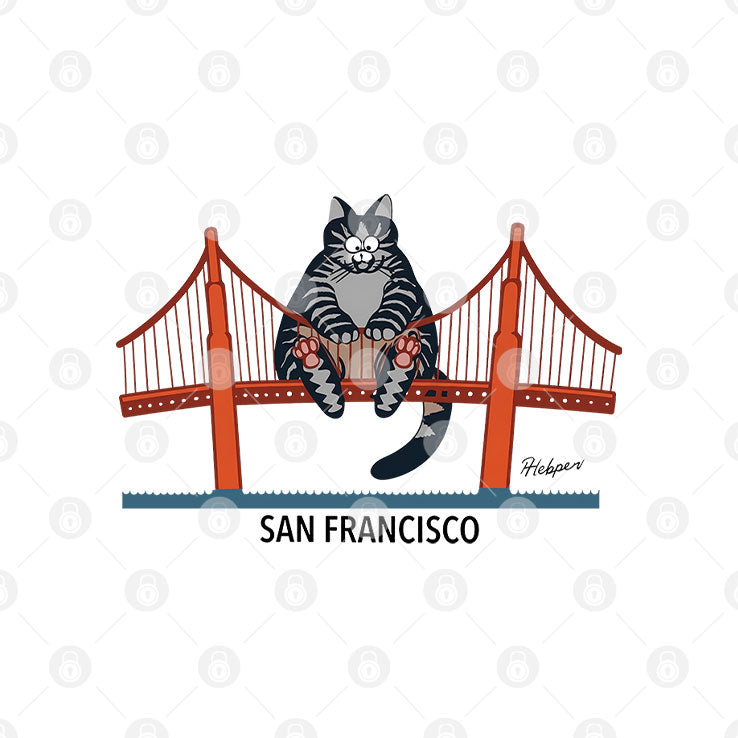 B Kliban Cat San Francisco Golden Gate T Shirt Unisex