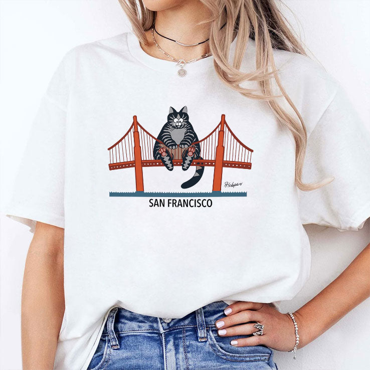 B Kliban Cat San Francisco Golden Gate T Shirt Unisex