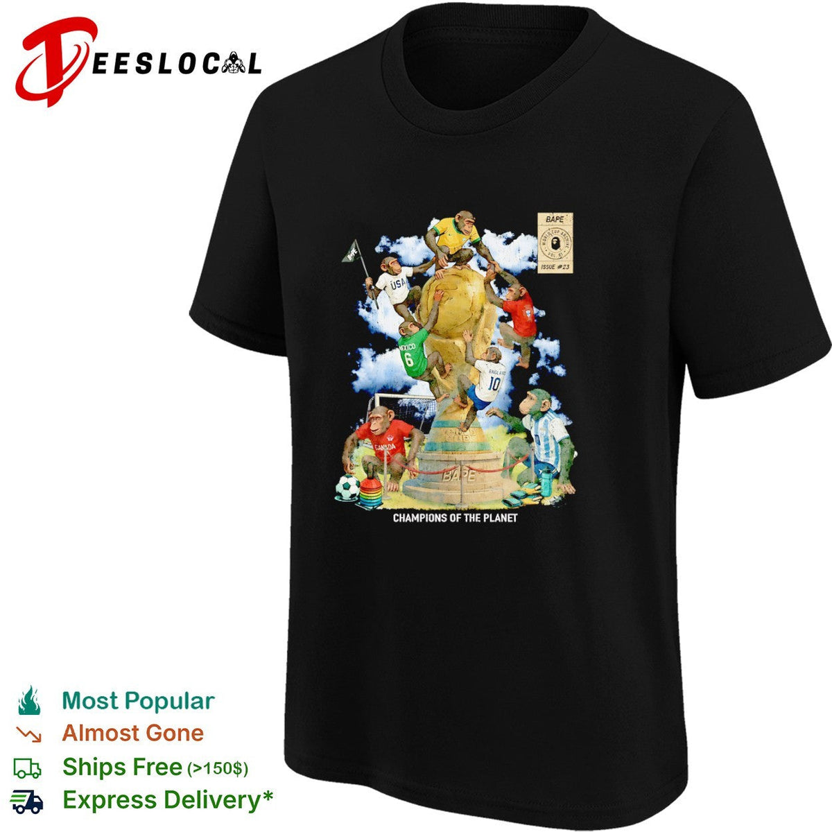 BAPE World Cup Archive Issue 23 Champions of the Planet USA Mexico England shirt Unisex
